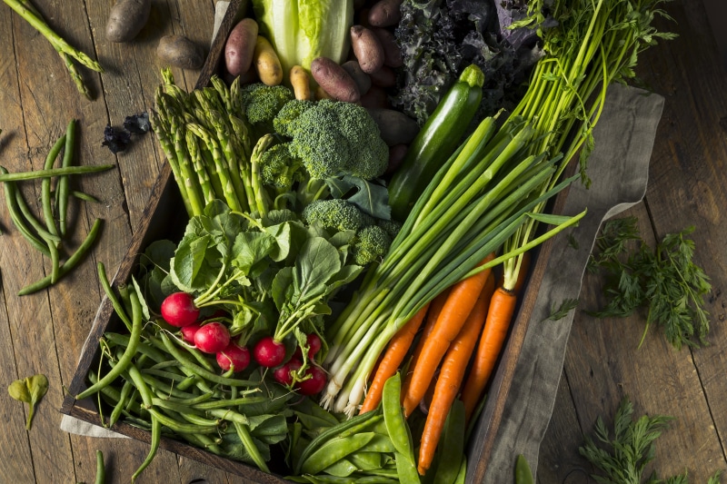4K Assortment of Fresh Vegetables in a Crate