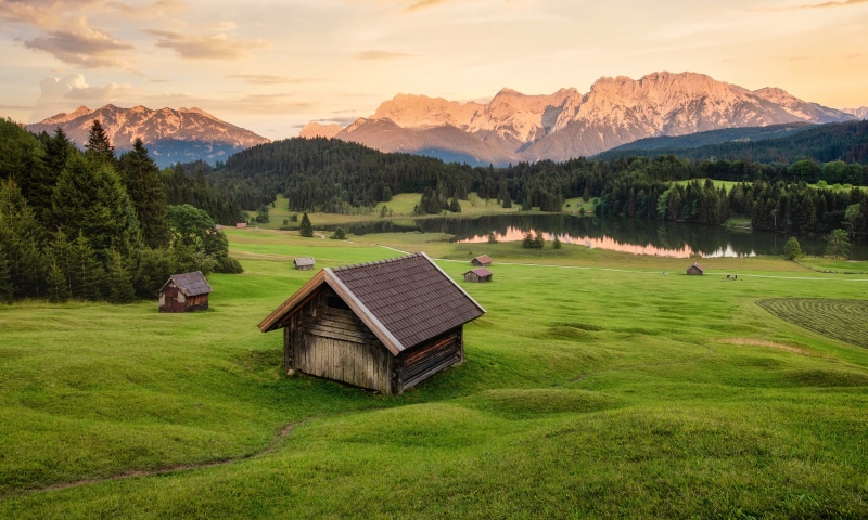4K Germany Mountains Lake Alps Scenery