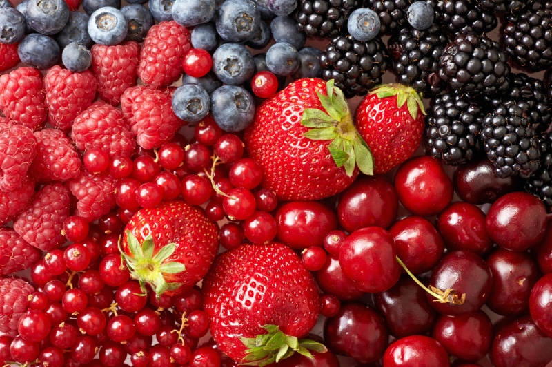 Assortment of Fresh Berries and Cherries