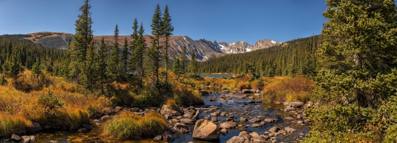 Colorado Mountains River and Trees Panorama