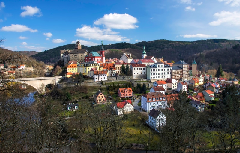 Loket Castle and Town on a Hill above the Ogres River, Czech Republic