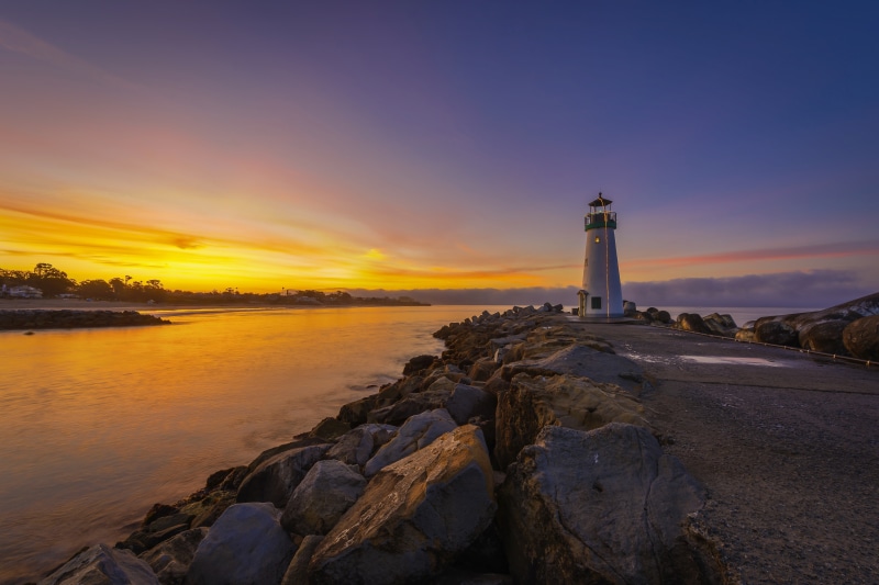 Walton Lighthouse, Santa Cruz, California at Sunset
