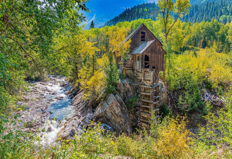 Crystal Mill in a Forest with a River