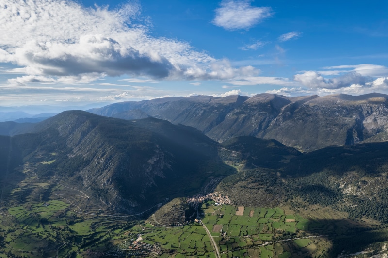 4K Gosol, Spain Mountains from Above