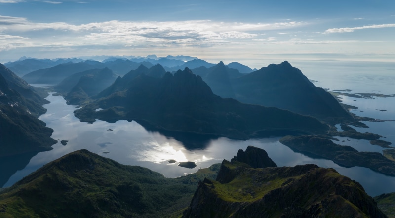 Lofoten Mountains and Fjords in Norway