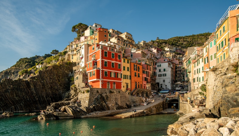 Colorful houses on a cliffside in Cinque Terre, Italy