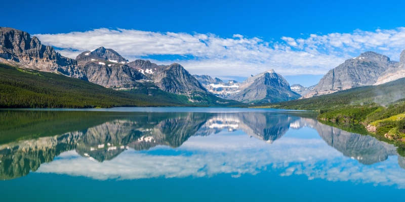 Glacier National Park Mountains and Lake Reflection