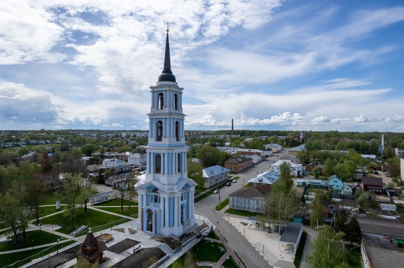 Church bell tower in Vasilievsky, Tula Oblast, Russia