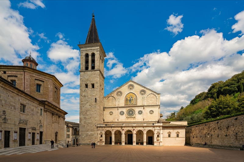 Spoleto Cathedral and Bell Tower in Italy