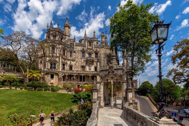 Quinta da Regaleira Palace in Portugal with street lights
