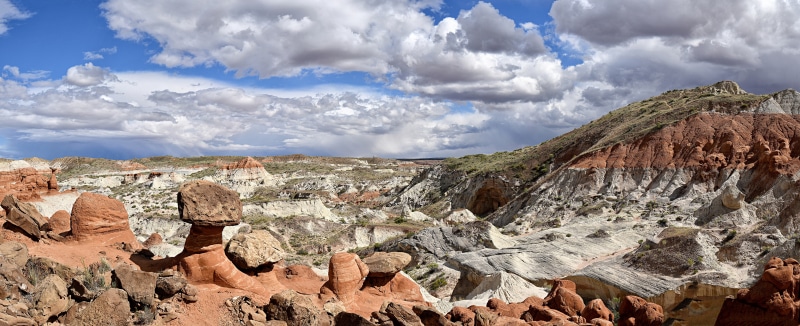 Panorama of Paria Rimrocks in USA with Clouds