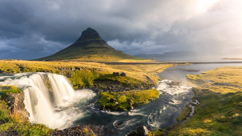 Kirkjufell Mountain and Waterfall in Iceland