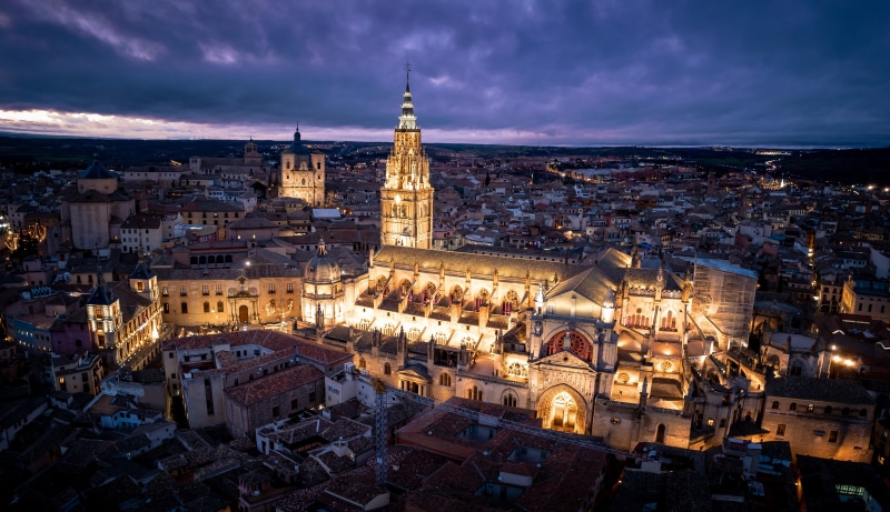 St. Mary's Cathedral, Toledo, Spain at Dusk