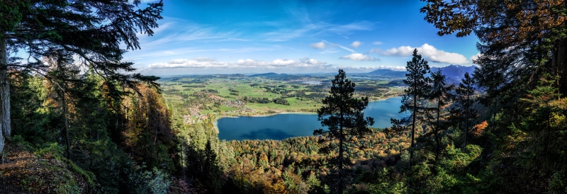 Panorama of a lake and mountains in Austria