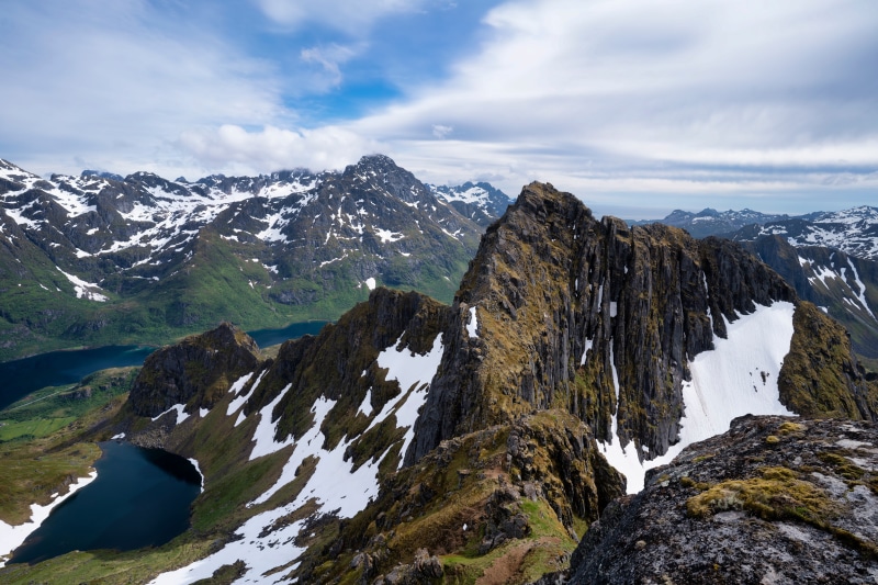 Lofoten Mountains in Morfjord, Norway