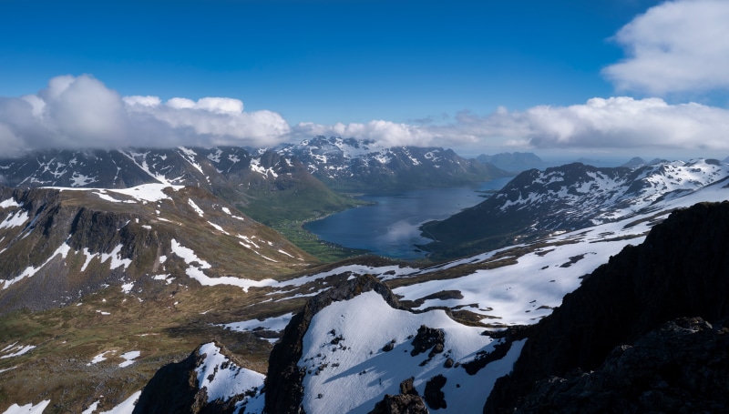 Mountains and Fjord in Lofoten, Norway