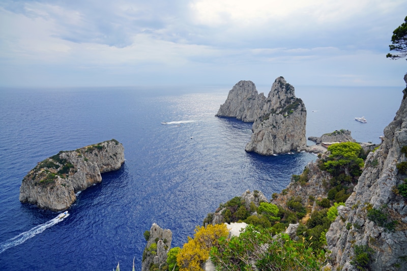 Faraglioni rocks and sea in Capri, Italy