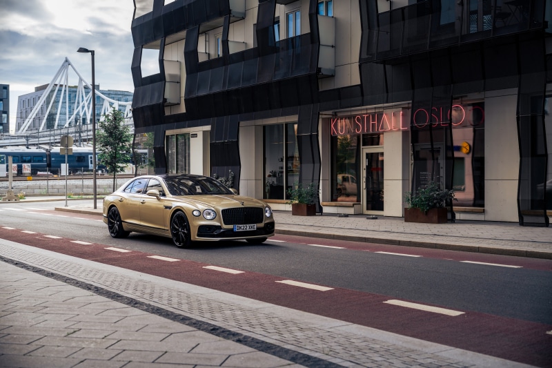 Bentley Flying Spur Hybrid on a street in Oslo