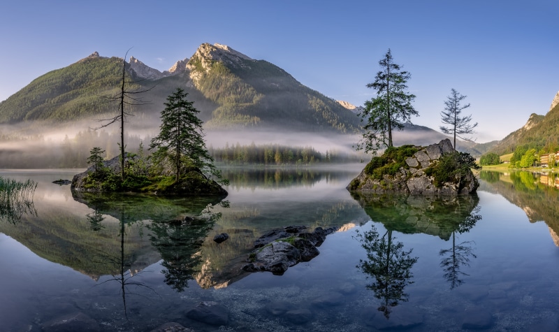 Lake Hintersee with Mountains in Bavaria, Germany
