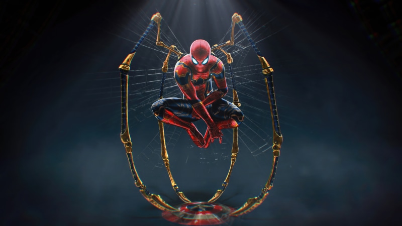 Spider-Man from Marvel with Iron Spider suit and web
