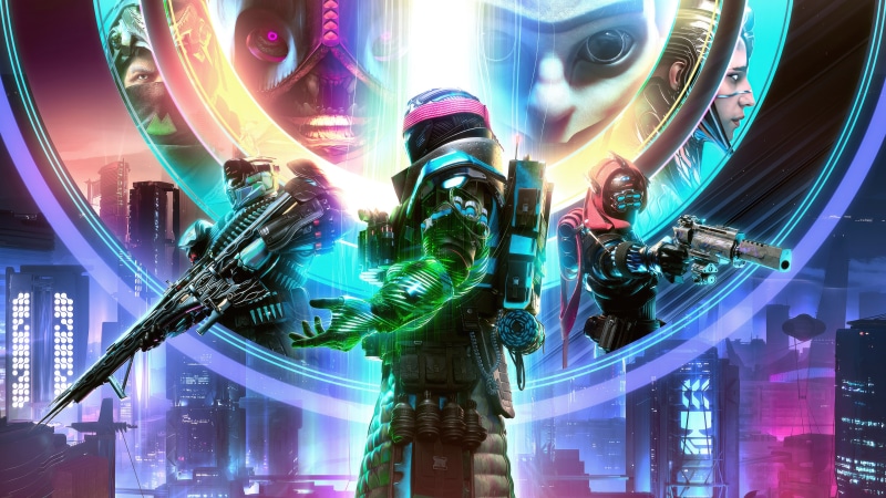 Destiny 2 Lightfall characters in a futuristic city