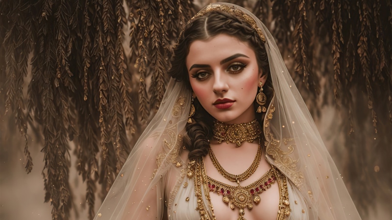 Fantasy girl with jewelry and veil