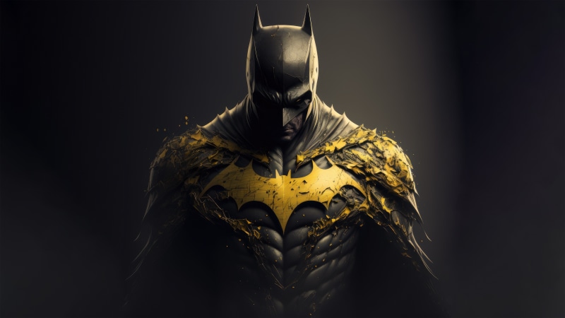 Batman artwork with yellow bat symbol
