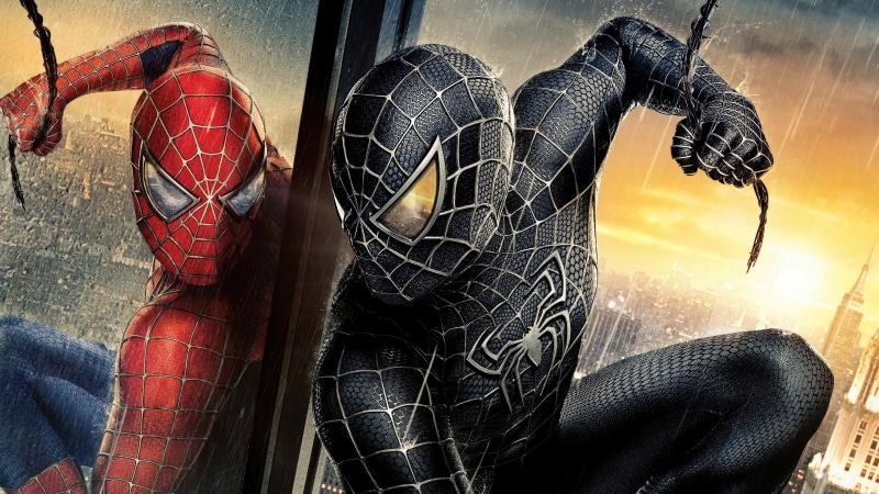 Spider-Man in Red and Black Suits