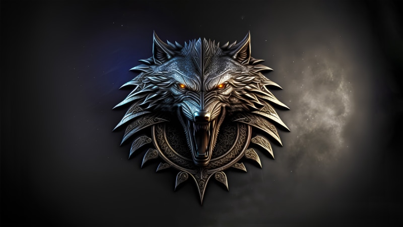 The Witcher Wolf Medallion Logo 4K