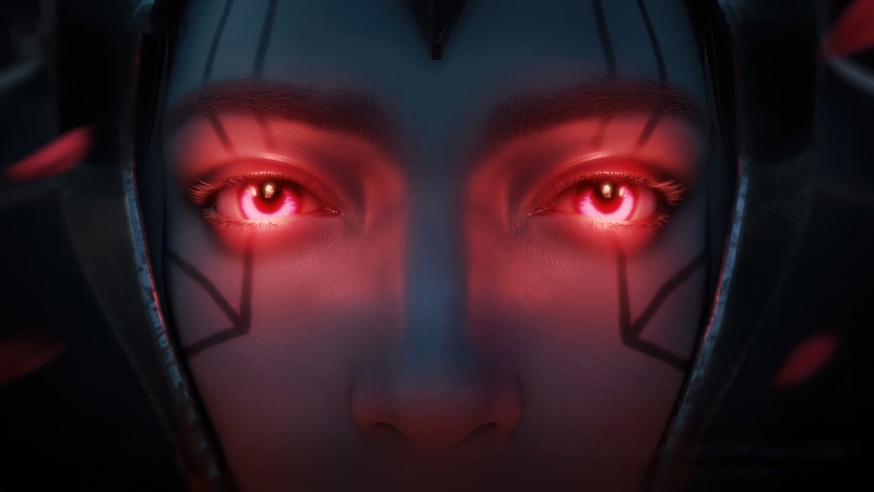 PlayerUnknown's Battlegrounds character with glowing red eyes