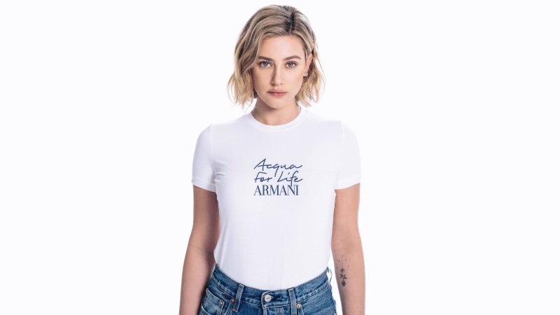 Lili Reinhart in Armani t-shirt