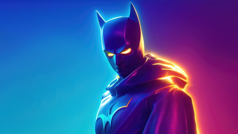 Batman artwork with neon lighting