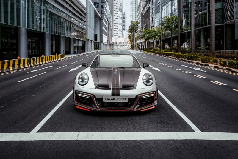 Techart Porsche 992 on city street