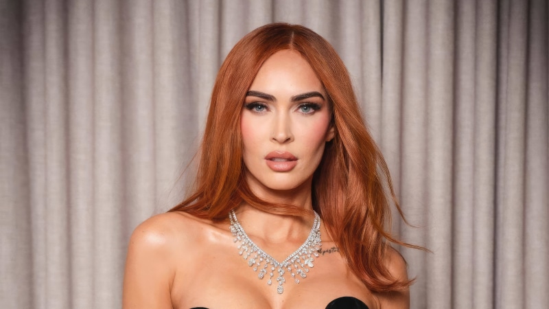 Megan Fox wearing a diamond necklace