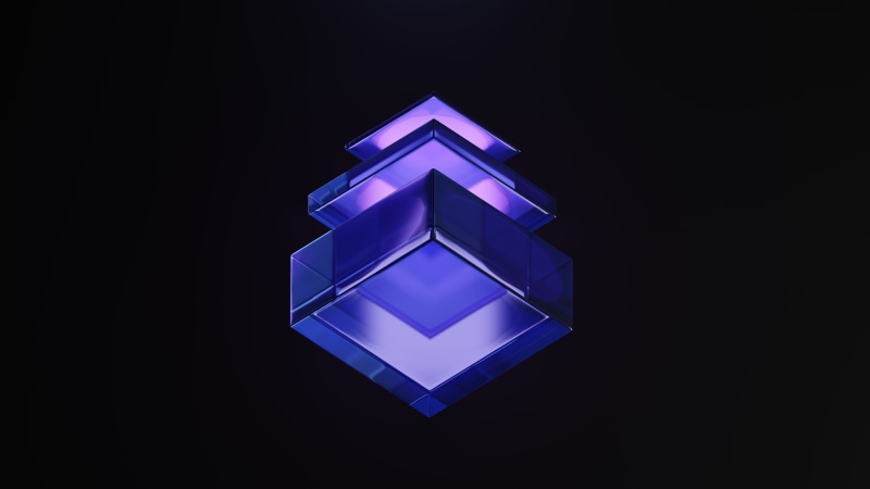 Abstract 3D purple cubes on black background