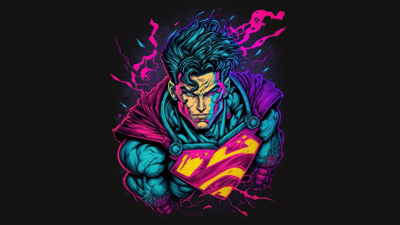 Superman in Neon Style