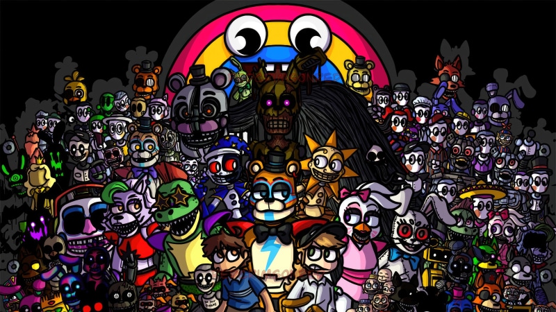 Five Nights at Freddy's characters in cartoon style