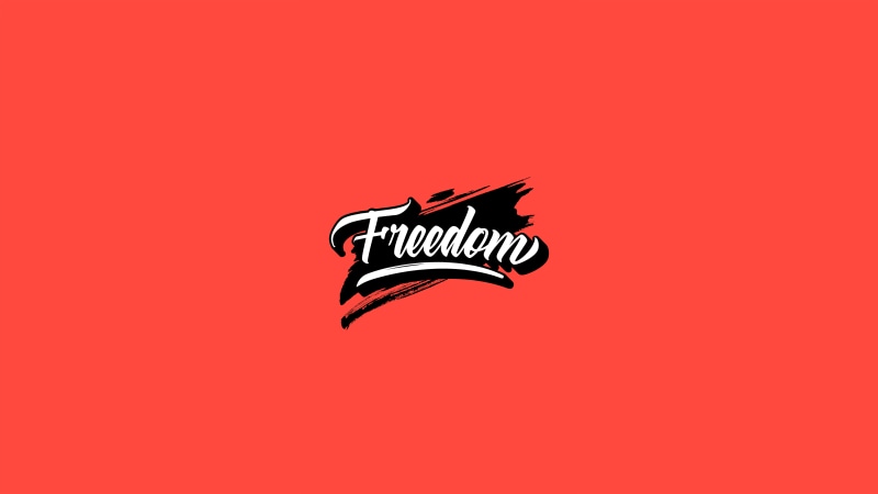 Freedom typography on red background