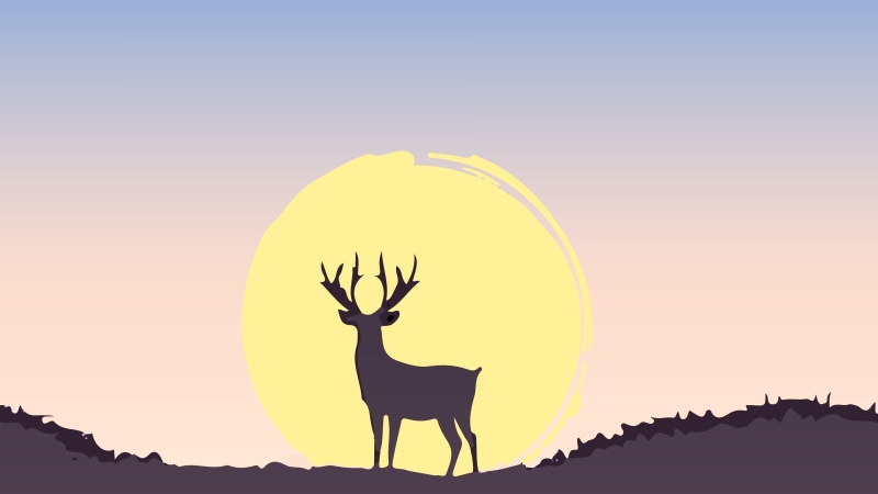Minimalist deer silhouette at sunset