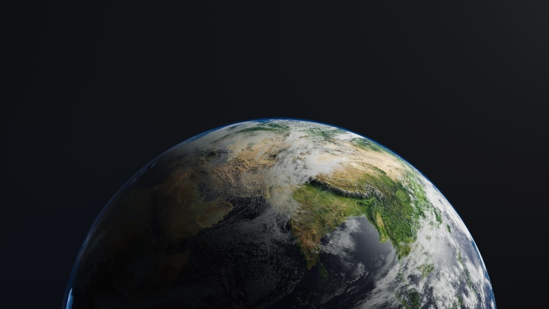 Earth from space, showing Asia and Himalayas