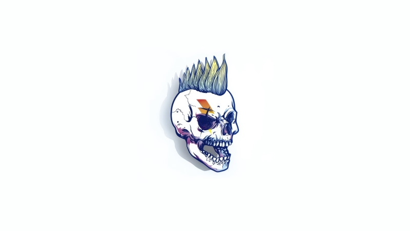 Minimalist Artwork of a Punk Rock Skull