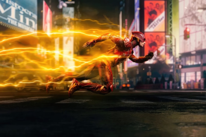 The Flash running through Times Square 4K