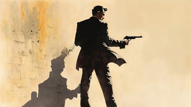 Man in Suit Holding Gun