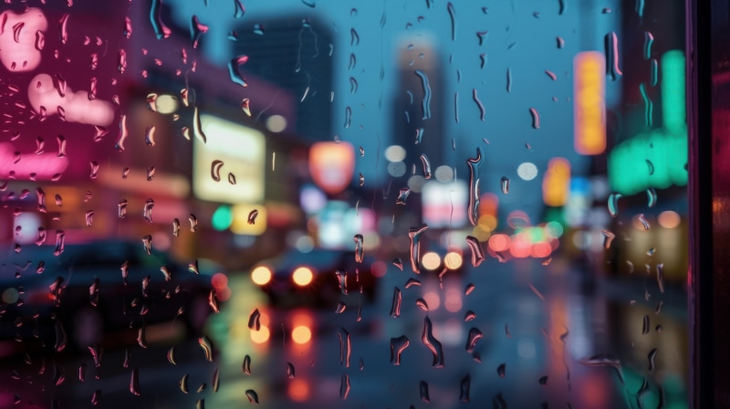 Rainy City Night with Bokeh Lights 4K