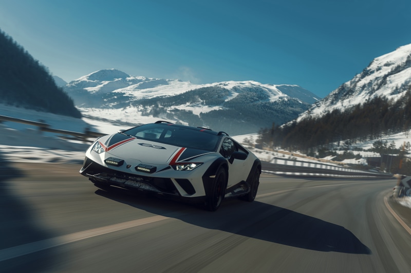 2023 Lamborghini Huracan Sterrato in snowy mountains