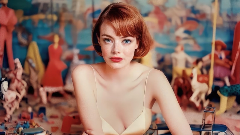 Emma Stone in a yellow dress