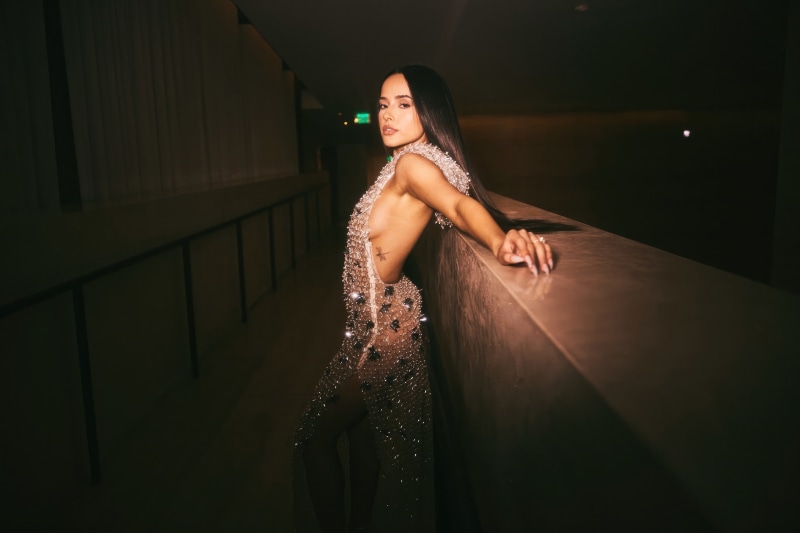 Becky G in a sparkling dress
