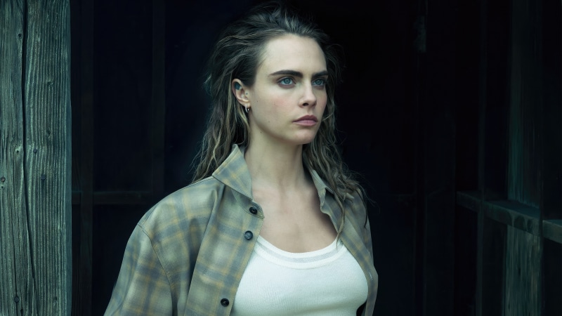 Cara Delevingne in a plaid shirt