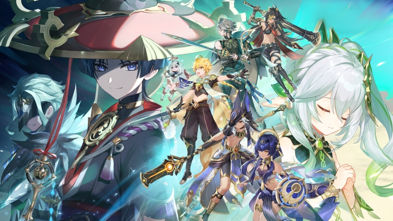 Genshin Impact characters in a promotional artwork