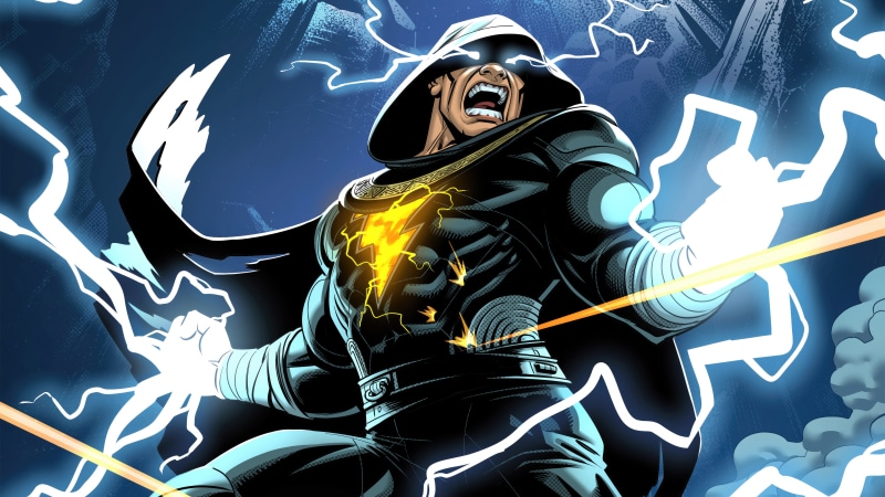 Black Adam unleashing lightning